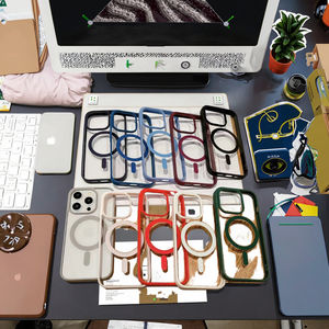 Étui de téléphone magnétique sans fil antichoc en acrylique coloré de luxe avec support pour appareil photo pour iPhone 16 16E 15 14 13 12 Mini - Product Image 5