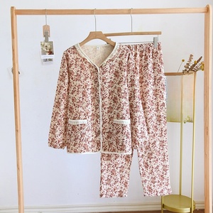 2025 nouveaux pyjamas pour femmes ensemble de pyjama à manches longues col en V rétro Floral <span class=keywords><strong>Homewear</strong></span> - Product Image 6
