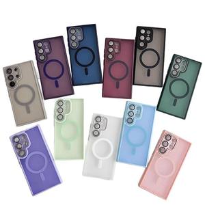 Per <span class=keywords><strong>Samsung</strong></span> S24 S23 <span class=keywords><strong>S22</strong></span> satinato custodia nera magnetica per <span class=keywords><strong>Samsung</strong></span> S25 Ultra smerigliato traslucido rigida Cover del telefono cellulare - Product Image 1