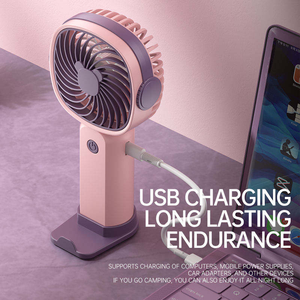 Nouveauté Ventilateur USB rechargeable couleur macaron, mini ventilateur portable avec support pour téléphone, ventilateur USB multifonction portable - Product Image 5
