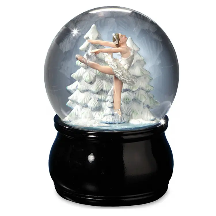 Polyresin/résine figurine globe d'eau Boîte À Musique Entreprise Élégant Swan Lake Ballet Globe D'eau