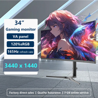 Monitor de Juegos Curvo 4K Ultrafino de 34 Pulgadas, Pantalla LCD Ancha para PC de Escritorio, Oficina en Casa, Pantalla LED RGB HDR de 75Hz 165Hz 240Hz