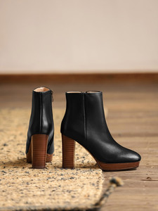Delle donne <span class=keywords><strong>Stivali</strong></span> Tacco Alto Scarpe di Cuoio Genuino Della Caviglia Bootie 11 centimetri di Spessore Con I Tacchi Alti Botas Damen Chaussure Talon Femm Bottine Scarpata <span class=keywords><strong>donna</strong></span> - Product Image 6