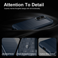 Coque arrière en TPU souple antichoc robuste en fibre de carbone avec estampage à chaud pour Honor X7E Honor 600 Smart Case