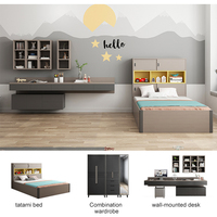 Skandinavisches Multifunktionales Schlafzimmer Hoch- und Niedrigbett für Mutter und Kind, Doppelstockbett mit Treppe und Schrank für Kinder
