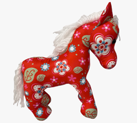 Nouvelle conception, jouet en peluche cheval en coton et polyester rouge, adorable poupée cheval, mascotte