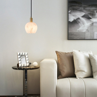 Lampu Gantung Dekoratif Mewah Modern Berbentuk Kuncup Bunga dari Tembaga dan Marmer untuk Villa, Foyer, Kamar Tidur, Ruang Belajar.