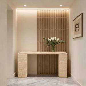 <span class=keywords><strong>Table</strong></span> <span class=keywords><strong>Console</strong></span> en Travertin Beige Clair Moderne, <span class=keywords><strong>Table</strong></span> d'Entrée en Pierre Naturelle, Meuble de Salon - Product Image 4