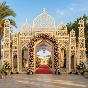 Paneles Decorativos Cortados con Láser Inspirados en el Taj Mahal para Entrada de Boda, Paneles Decorativos Cortados con Láser para Escenario de Recepción y Eventos en el Reino Unido - Product Image 5