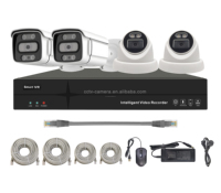 Intercomunicador de Audio Bidireccional, Cámara IP de 5 Megapíxeles Tipo Domo y Bala de 4 Canales, Kit NVR PoE de 4 Canales para CCTV