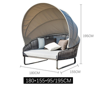 Chaise longue ronde en aluminium avec baldaquin Meubles de patio Piscine de plage Lit double pour amoureux