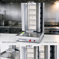 Machine à griller le doner/kebab/shawarma au gaz automatique en acier inoxydable pour comptoir