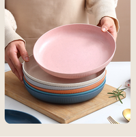 Assiette Repas en Fibre de Paille de Blé Écologique Biodégradable, Lot de 6 Pièces, Ronde Multicolore, Légère en PP, Style Moderne