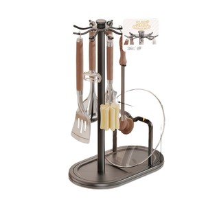 Kitchen Utensil Storage Rack Round Countertop Holder With Stand For Spoons Spatulas Ladles And Cooking <b>Tools</b> - Product Image 5