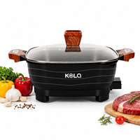 Poêle et casserole électriques multifonctionnelles de 8 L avec couvercle en verre, revêtement antiadhésif, amovible, économie d'énergie, usage domestique