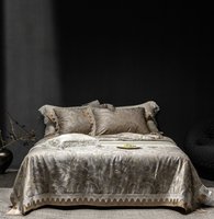 Ensemble de couette quatre pièces personnalisé de luxe moderne en soie teinte en fil de coton, écologique, pour l'été