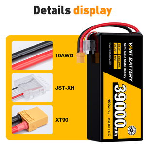 세미 솔리드 6S Lipo 배터리 22.2V 10C 39000mah 39ah 리튬 Fpv 배터리 고 에너지 밀도 <span class=keywords><strong>400wh</strong></span>/kg 대형 드론 EVS 용 - Product Image 2