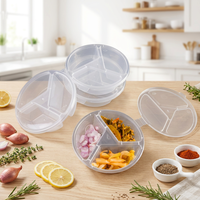 Boîte à sauce jetable à trois compartiments en PP de qualité alimentaire, anti-fuite, avec compartiment intégré pour condiments, modèle mini-gobelet pour emporter