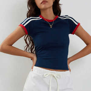 Maglietta da Baseball con stampa bianca con Slogan personalizzato t-shirt corta Sexy da donna aderente in morbido cotone Spandex da bambina estiva - Product Image 3