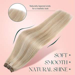 Extensiones de Cabello Ruso Rubio Ceniza de Lujo, Doble Trama, Cutícula Alineada, Cabello Humano Virgen Remy Original - Product Image 5