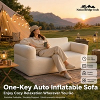 Canapé gonflable moderne convertible double, pliable, portable, avec housse en tissu PVC amovible et lavable, pour le camping en extérieur