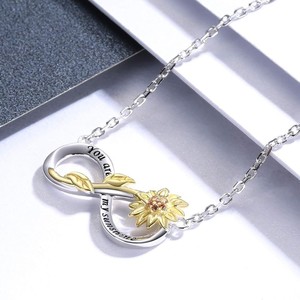 สร้อยคอช็อคเกอร์ลายดอกทานตะวันอินฟินิตี้  ชุบเงินแท้ S925  พร้อมสลักข้อความ - Product Image 3