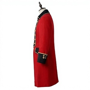 Red Winter Waterproof Woolen Button Medieval Cosplay <b>Coat</b> Men Gothic Victorian Steampunk Costume Style Party Performance Outfit - Product Image 4