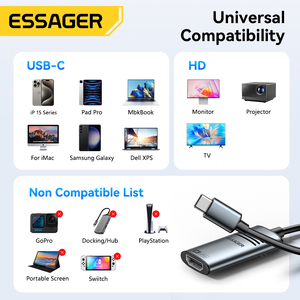 Câble <span class=keywords><strong>adaptateur</strong></span> convertisseur USB Type C vers <span class=keywords><strong>HDMI</strong></span> Essager ES-OTG23 pour smartphone vidéo 8K 60Hz 4K pour téléviseur, ordinateur portable, moniteur, téléphone - Product Image 4