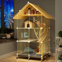 Grande cage villa triple niveau pour écureuils, avec plateforme en maille d'acier inoxydable renforcée, design rectangulaire, idéale pour les chinchillas