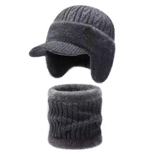 Gorros <span class=keywords><strong>de</strong></span> invierno <span class=keywords><strong>de</strong></span> punto grueso lisos con visera corta al por mayor, gorros <span class=keywords><strong>de</strong></span> ciclismo personalizados con orejeras, gorro <span class=keywords><strong>de</strong></span> invierno <span class=keywords><strong>de</strong></span> punto con visera para hombre - Product Image 5