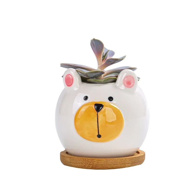 Wholesale creative cartoon ceramic flower pot planters animal for garden decor