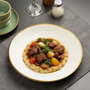 Nordic Style <b>Ceramic</b> Shallow <b>Plate</b> Western Tableware Restaurant Fruit Salad Dessert <b>Plate</b> Porcelain Serving <b>Plate</b> - Product Image 3