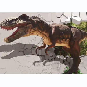 Adesivo de parede 3d impermeável, adesivo de parede para animal técnica e dinossauro