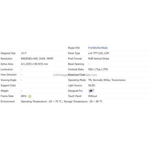 Módulo de Pantalla de Cristal Líquido Original Nuevo de Alta Calidad, Proveedor de TFT, Panel LCD P1040SVN1MAAA - Product Image 4