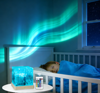 Projecteur d'ondulations aquatiques Aurora, moderne, en plastique, LED, commande tactile, alimenté par batterie, 16 couleurs, flamme rotative, salon