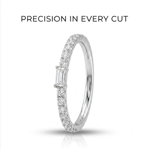 Bague en or blanc 18 carats AU750 avec diamant taille émeraude, alliance en diamant naturel, bijoux fins, prix direct usine - Product Image 1