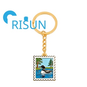 Porte-clés en métal 3D personnalisé, mignon, en émail souple ou dur, avec motifs d'animaux sauvages <span class=keywords><strong>du</strong></span> Maine (oiseaux aquatiques, canard, émeraude) - Vente en gros - Product Image 6