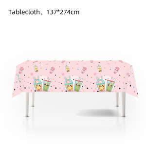 Té Flor Fiesta Té de la leche Fiesta Tema Vajilla Plato de papel Vaso de papel Mantel de tejido Juego de suministros para fiestas - Product Image 2