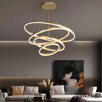 Jpungsun Lustre LED à anneau rond dans le hall de l'hôtel moderne pour le salon Villa Escaliers Loft Aluminium Ring Circle Pendant Light