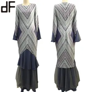 ODM उच्च गुणवत्ता नवीनतम गाउन डिजाइन Abaya लंबी आस्तीन मैक्सी मुस्लिम पोशाक मुद्रित क़फ़तान कार्डिगन व्याकुल शिफॉन मनके Abaya