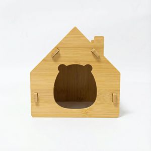 Casa de Bambú Natural para Hámsteres, Forma Triangular, Transpirable, Muebles para Mascotas Pequeñas, para Hámsteres Dorados y Enanos - Product Image 1