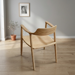 Chaise de salle à manger et fauteuil de loisirs en bois massif Hiroshima, design japonais moderne, pour appartement et usage commercial - Product Image 5
