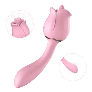 Hot Selling G spot Sex Shop Red Rose Vibrator Massage Clitoral Licking Tongue Vibrator For Women