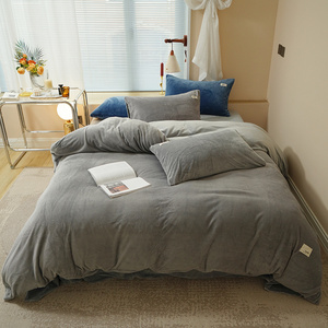 Juego de Ropa de Cama de Terciopelo Lácteo de Primera Calidad con Tejido Waffle, Funda de Edredón de Felpa Cálida, Color Gris Roma, Juego de Sábanas de Microfibra para Invierno - Product Image 1