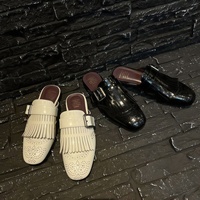 Mocassini da Donna in Stile Francese Vintage con Cinturino a Nappine e Fibbia, Scarpe Piatte in Microfibra Stile Britannico