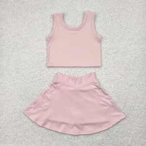 Vente flash : ensembles de yoga pour bébés et petites filles, couleurs unies, vêtements pour enfants, sans manches, short, deux pièces, vêtements de sport actifs pour la gym - Product Image 4
