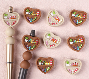 Perles en silicone en forme de cœur Xiximi 2025 pour l'enseignement, perles de dessin animé pour la fabrication de stylos, la création de bijoux, perles de dentition, perles en silicone 3D - Product Image 4