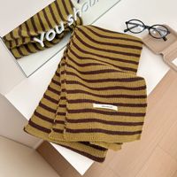 Châle Écharpe d'Hiver en Laine Mélangée Cachemire Synthétique, Longueur Personnalisable, Motif Rayé pour Hommes et Femmes