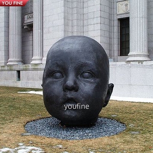 Escultura de Jardín al Aire Libre, Gran <span class=keywords><strong>Cabeza</strong></span> de Bebé Gigante de Bronce Fundido - Product Image 1