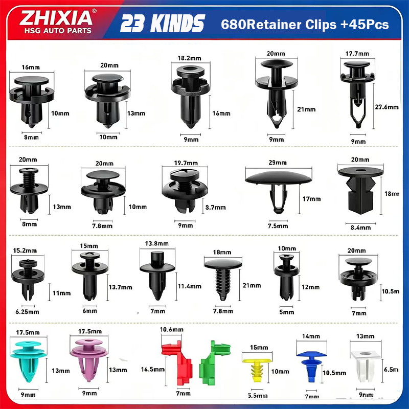 HSG Automotive Trim Clips Kit 635Pcs Car Door Panel Fender Bumper Push ...